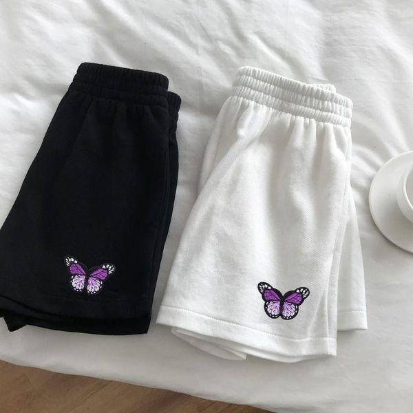 

streetwear fitness korean summer womens shorts high waist wide leg cargo feminino pocket, White;black
