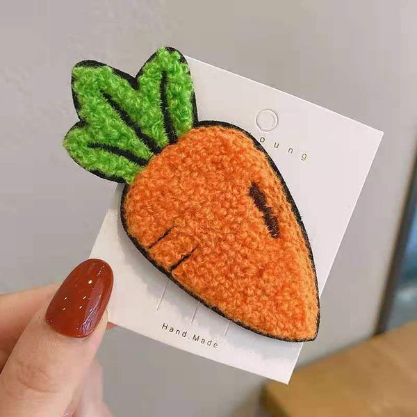 

hair accessories girls cute cartoon fruit flower clips children baby knitting plush soft hairpins kids, Slivery;white