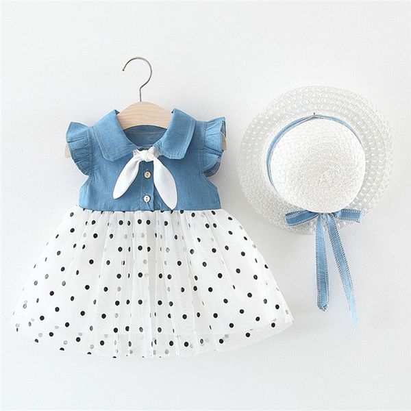 

net yarn denim skirt summer new girl sleeveless vest child baby princess dress, Red;yellow