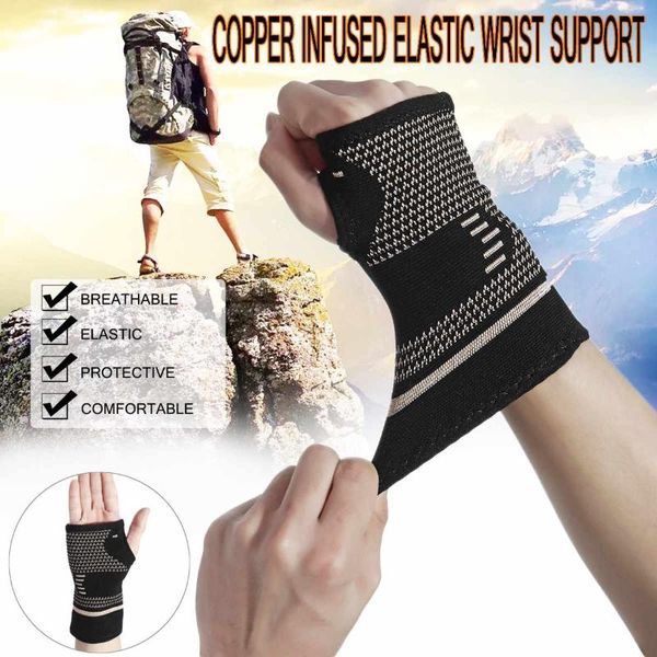 

wrist support 1pcs womens mens fiber therapy compression gloves hand brace glove arthritis, Black;red