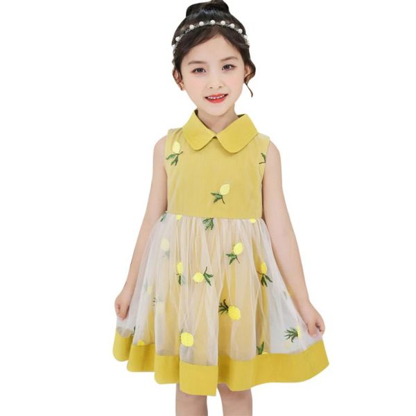 

girl's dresses summer for girls mesh girl child dress embroidery party children patchwork costume 6 8 10 12 14, Red;yellow