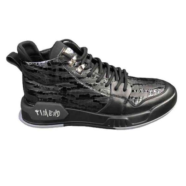 

2021 autumn and winter high sho men's fashion stone grain leather casual