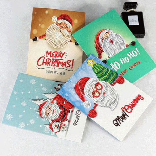 

greeting cards special shaped invitation card santa xmas postcards diamond painting 5d merry christmas