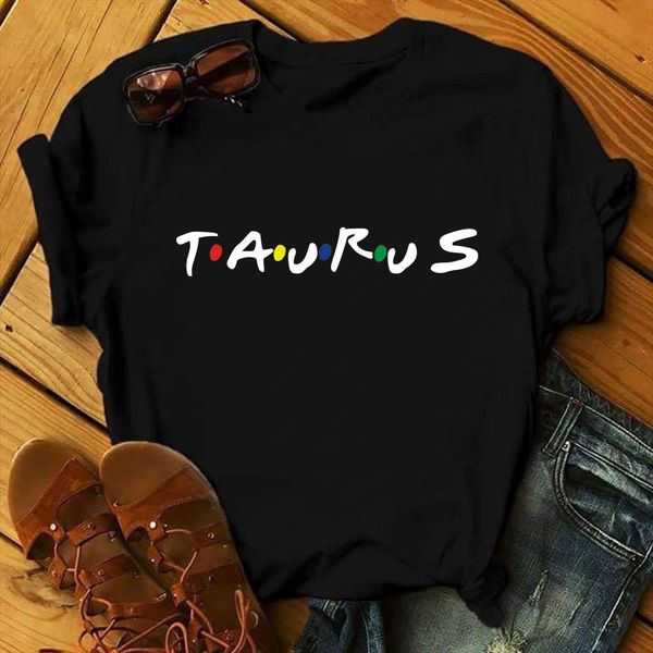 

women's t-shirt women short sleeve o-neck t shirt twee constellations zodiac sign letters black tshirt soft breathable casual zgvv, White