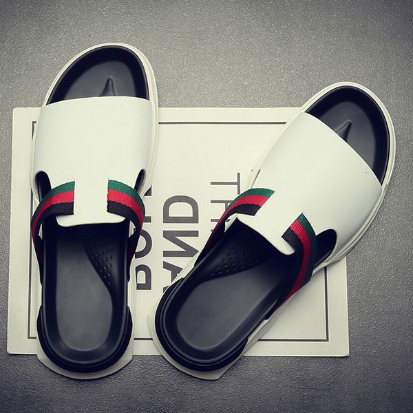 

summer slippers slippers outdoor men's wear leather trend men's british leisure beach shoes flip flop 7k8v, Black