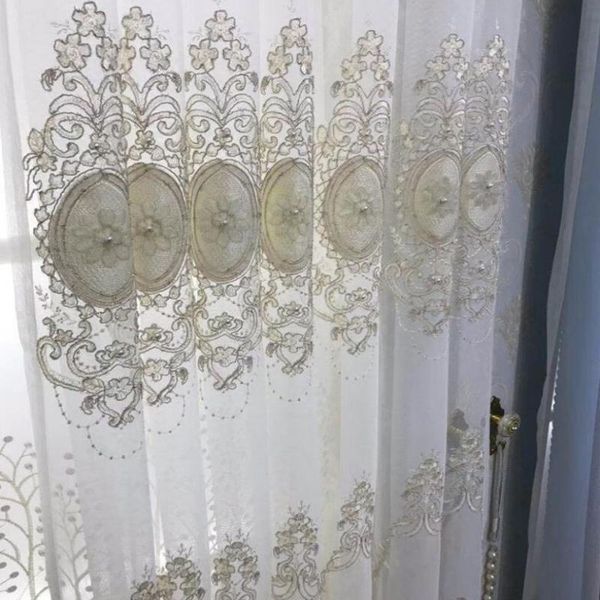 

curtain & drapes french light luxury lace pearl embroidered voile window screen tulle for living room sheer fabric custom made