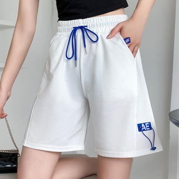 

women's shorts casual white cotton women summer high embroidery waist female loose, White;black