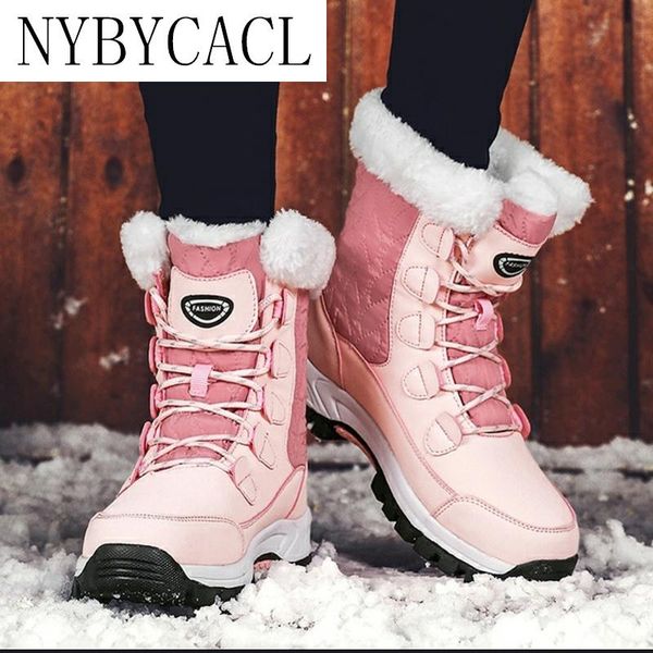 

boots winter women's ankle snow women warm thick plush waterproof female wedge suede non-slip lady high, Black