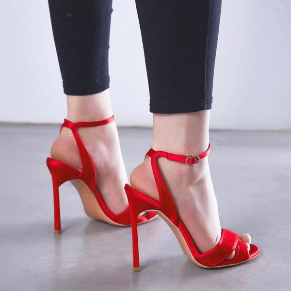 

summer patched suede blade heels sandals 8cm 10cm thin heel pointed toe female crossed strappy zapatos ankle strap high, Black