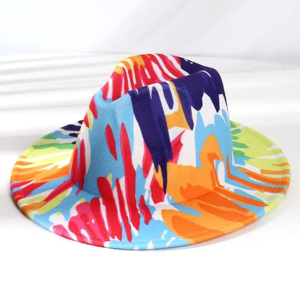 

party hats graffiti men women korean personality fashion wide brim cap hat british style sunshade jazz for autumn winter