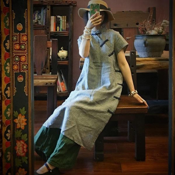 

ethnic clothing fashionable women's cheongsam elegant and beautiful casual linen comfortable breathable traditional chinese design 2021, Red