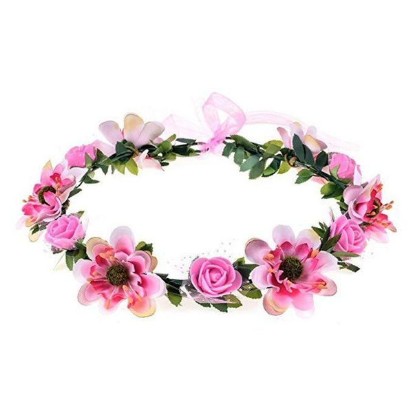

hair clips & barrettes flower headband rose handmade flowers floral garland band crown tiara decoration adjustable women girls headdress for, Golden;silver