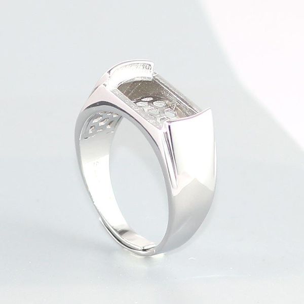 

cluster rings ring bracket empty support male s925 sterling silver not inlaid with pillow-shaped frame long saddle-shaped 9*18, Golden;silver
