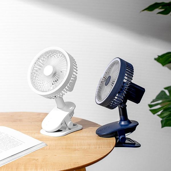 

electric fans clip usb fan adjustable portable with night light rotating cooling office deskrechargeable 2400mah battery