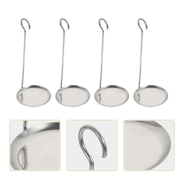 

spoons 4pcs stainless steel shrimp cake frying practical flat (silver)