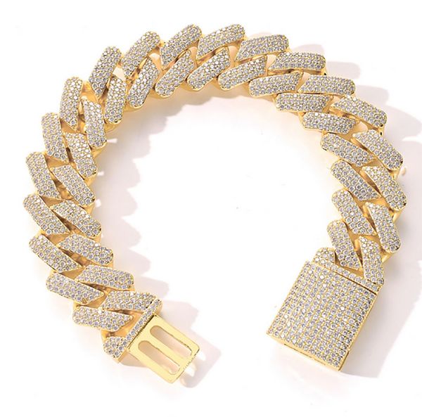 20mm Diamant Miami Prong Cuban Link Chain Armbänder 14k Weißgold vereisen eisiger kubisches Zirkoniaschmuck