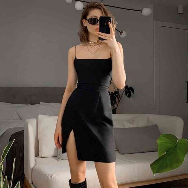 

summer daily joker european and american wind flat mouth clavicle fine shoulder strap waist show thin halter dress, Black;gray