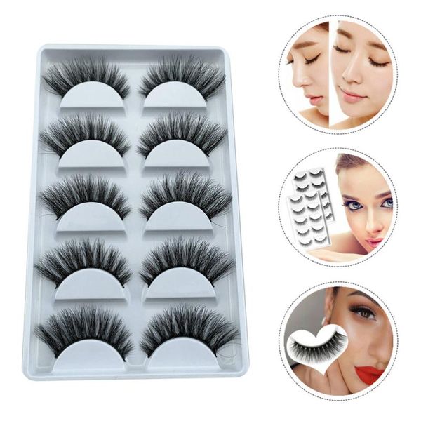 

false eyelashes 5 pairs realistic fake girl beautiful makeup lashes
