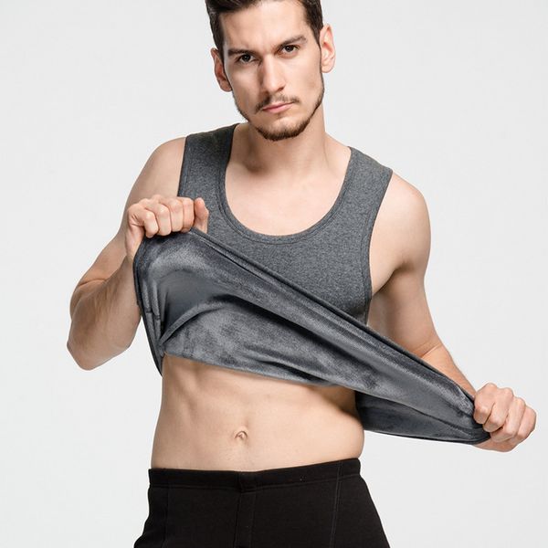 

brand autumn and winter men's cotton warm for male plus velvet padded cashmere vest base underwear kg-169, White;black