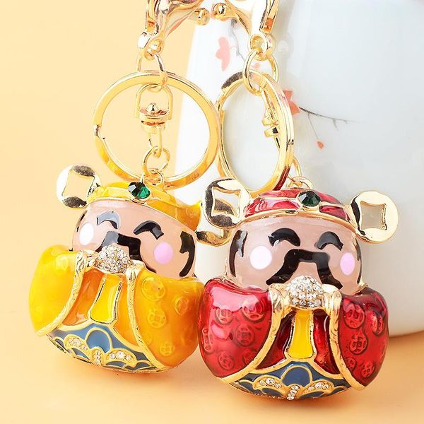 

keychains fashion lucky bag money crystal keychain girl car pendant creative small gift rhinestone chinese style fortuna, Silver