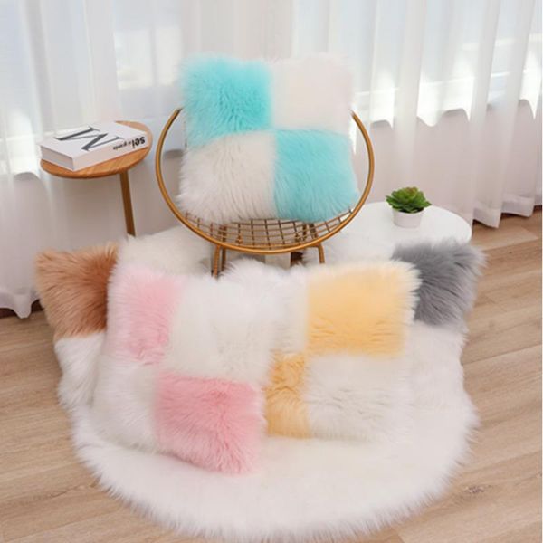 

pillow case 2/4pcs fluffy soft long plush gradient color thicken cover 45x45cm cushion sofa home decor