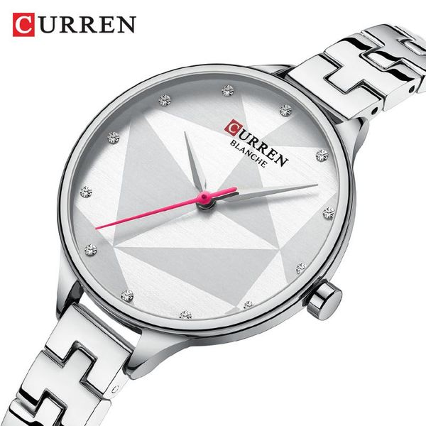 

wristwatches curren women's watch fashion elegant quartz wristwatch with stainless steel female clock ladies 9047, Slivery;brown