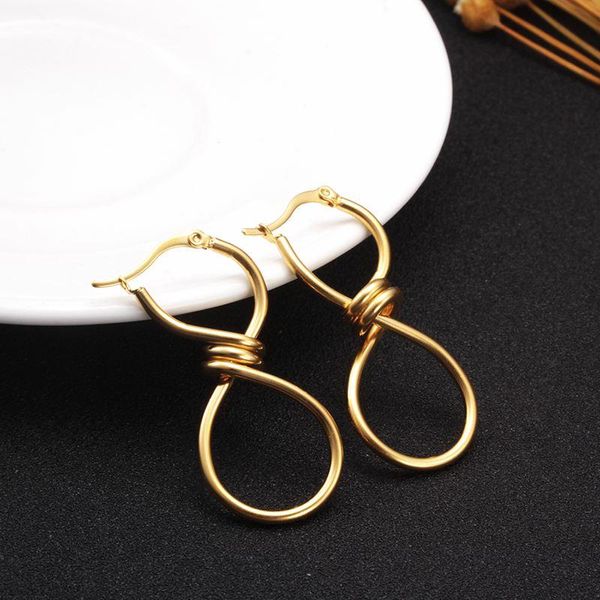 

dangle & chandelier stainless steel gold plating drop earrings for woman openwork gourd shaped earring fashion female jewelry accessory gift, Silver