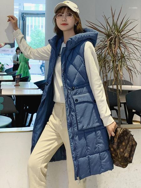 

back season cotton-padded jacket 2021 winter cotton woman easy long haze blue sleeveless vest1, Black
