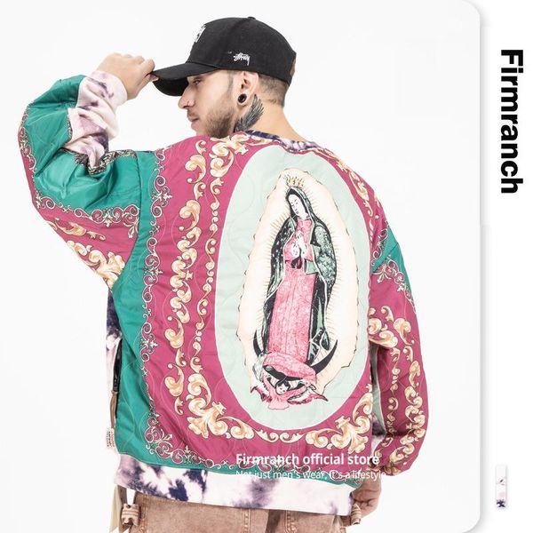 

men's hoodies & sweatshirts firmranch men/women mary printed purple retro tie-dye casual loose japanese street fashioh hoody sw, Black