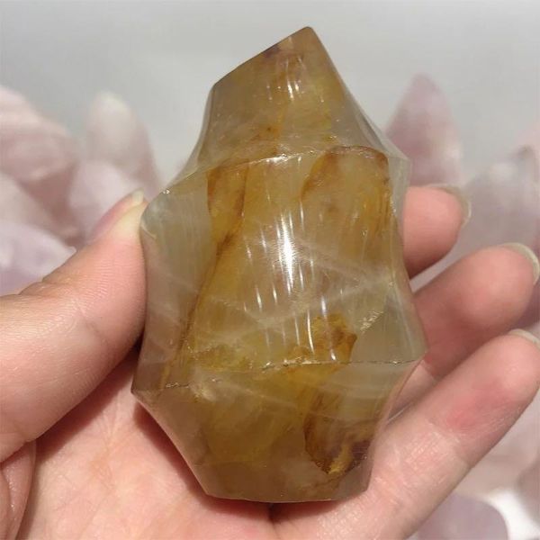 

350g-500g natural yellow crystal quartz stone decoration flame sculpture ornaments 1pc decorative objects & figurines