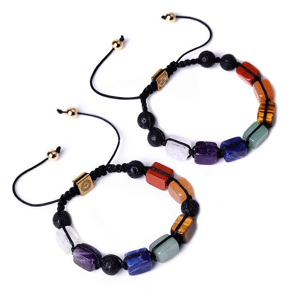 

white crystal energy stone seven-pulse bracelet yoga spirit amethyst weaving bracelet female, Black