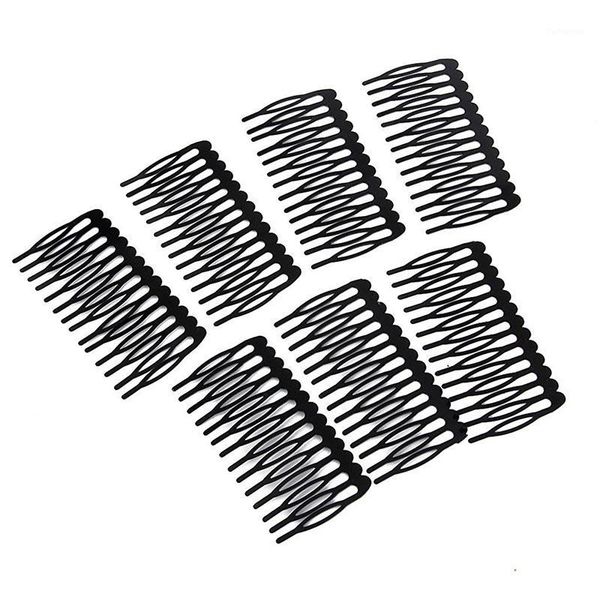 

10pcs 14-pins metal hair comb black1, Silver