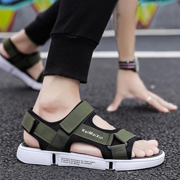 

sandals teenager summer casual shoes men gladiator open toe platform outdoor beach rome black footwear