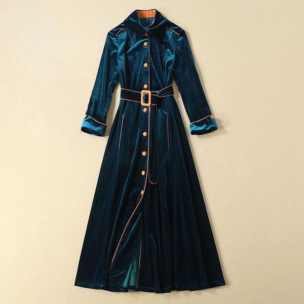

casual dresses red roosarosee fashion spring autumn women stand collar 3 quarter sleeve single breasted velvet vestidos party dress, Black;gray
