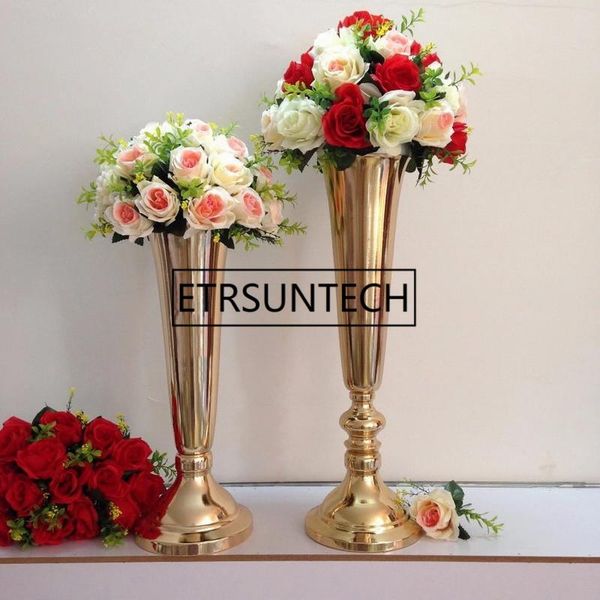 

vases 50cm 60cm metal vase gold table wedding centerpiece event road lead flower rack for home decoration 10 pcs/ lot