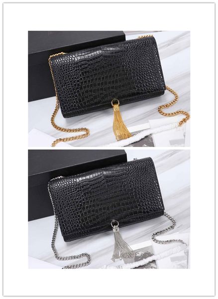 

shoulder bag female 2021 high-end sense of crocodile grain leather messenger korean 354119 24-14.5-5