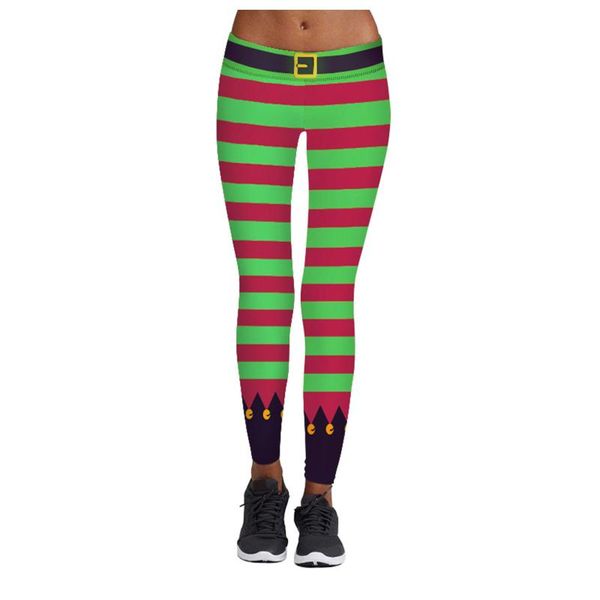 

women's leggings coqincy women xmas leggins christmas stretch hight waist striped bow lace bell's belt 3d pants fitness noel trous, Black