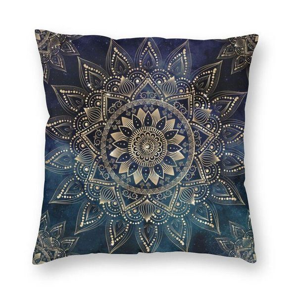 

cushion/decorative pillow elegant gold mandala blue galaxy design cushion cover 45x45 home decor buddha buddhism flower throw for car double
