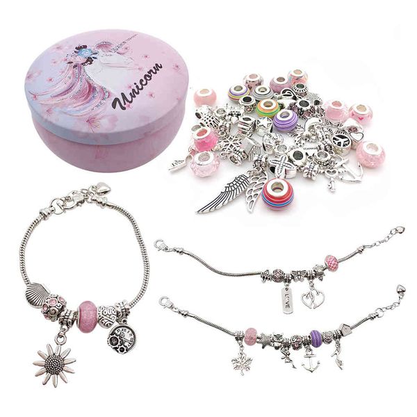 

jewelry sets diy charm bracelet making kit, supplies bead snake chain gift set for girls teens, Black