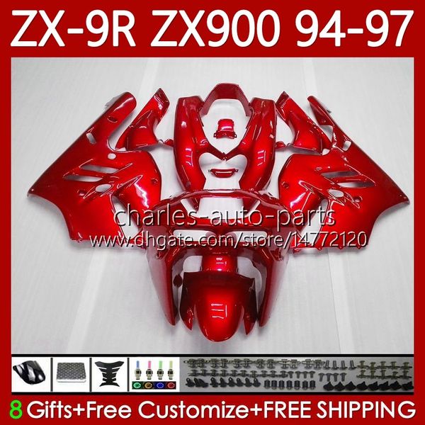 Carrozzeria OEM per KAWASAKI NINJA ZX-9R ZX 9R 9 R 900 CC ZX-900 1994-1997 Bodys 100No.152 ZX9 Rosso metallizzato R ZX900 ZX900C 1994 1995 1996 1997 900CC ZX9R 94 95 96 97 Kit carenatura