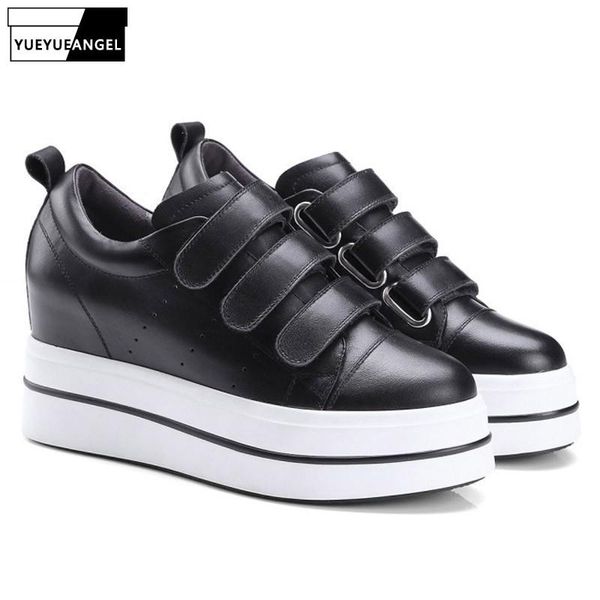 

dress shoes 2021 summer woman casual fashion natural leather round toe female comfortable platform hidden heel calzado mujer, Black