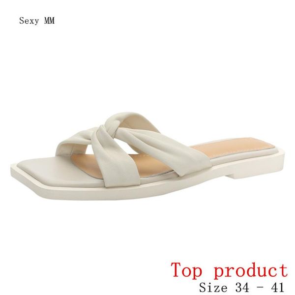 

slippers summer shoes slides women flat sandals woman flip flops genuine leather plus size 34 - 40 41, Black