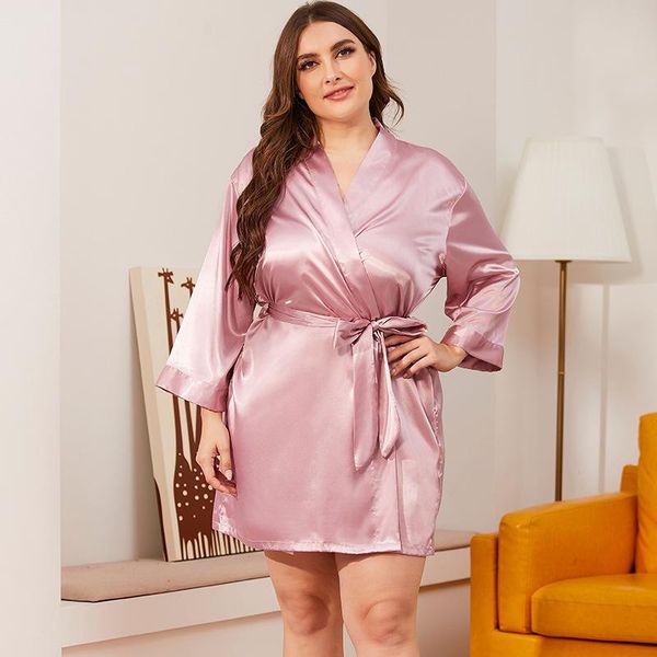 

women's sleepwear nightgowns plus size pajamas women plump girls silk nightgown summer robes ice bathrobe ladies home wear wholesale, Black;red