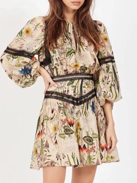 

casual dresses heavy craftsmanship, color contrast, printing, round neck, high waist dress, ladies' spring fashion, loose, big hem, tut, Black;gray