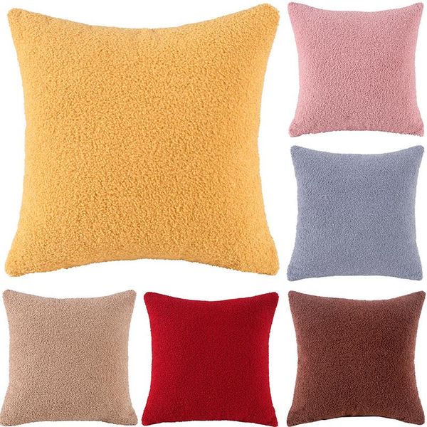 

pillow case modern solid soft plush fur cover decorative cushion for sofa car home decor pillowcase beige pink 45x45cm