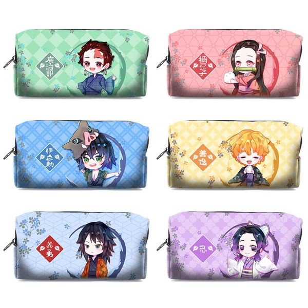 

demon slayer kimetsu no yaiba kamado tanjirou nezuko hashibira inosuke cosplay pen pencil case cosmetic makeup stationery bag bags & cases