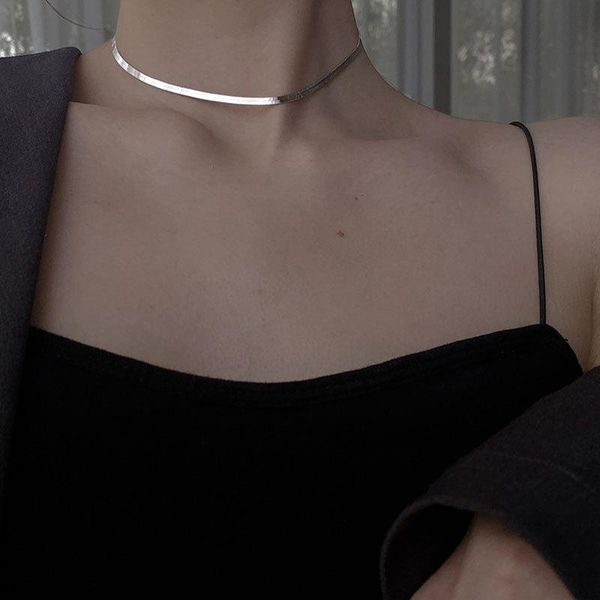 

chains 925 sterling silver custom snake bone chain necklace women temperament clavicle simple choker trendy accessories