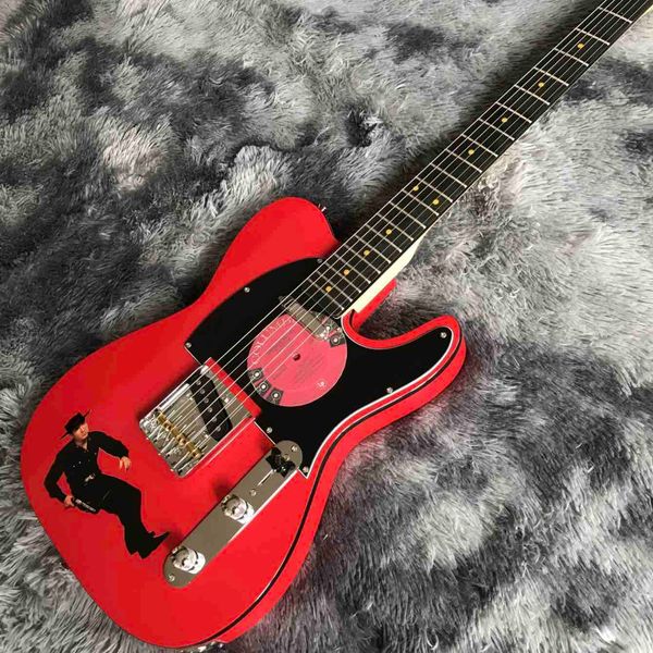 

custom character pattern design water transfer printing electric guitar in red