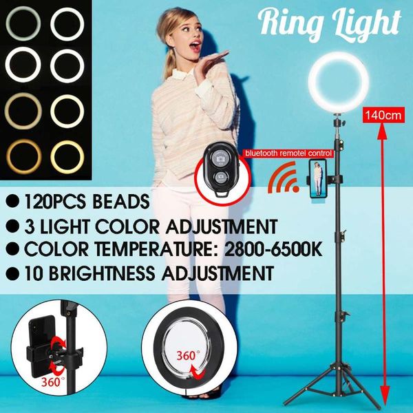 

22cmled light ring lamp 140cmtripod round selfie with tripod for mobile phone youtube pography hoop ringlight flash heads