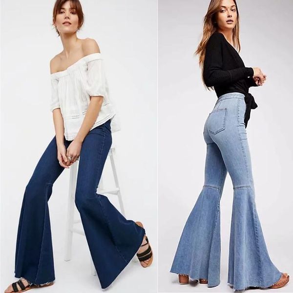 

women's jeans 2021 autumn slim pants women high waist denim flare, Blue